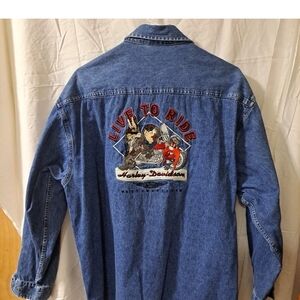 Harley Davidson TAZ Live to Ride Looney Tunes Denim Warner Bros-Size L-NEW-VNTGE
